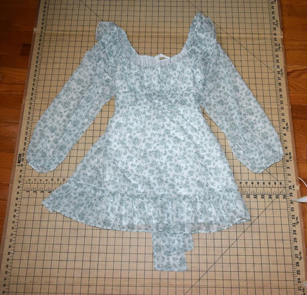 Altar'd State Romantic Boho-chic Dress Mint Floral Tiered Ruffle Sz L NWT